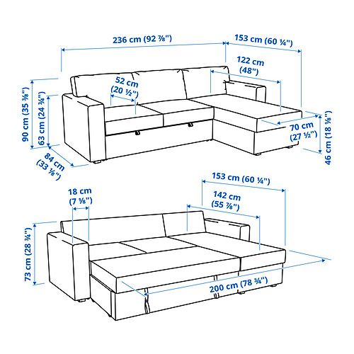 BÅRSLÖV, 3 seat sofa bed with chaiselongue. 9 of 10 open dialog