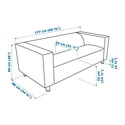 Ilustración de medidas - KLIPPAN sofá 2 plazas