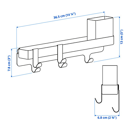 Measurement Illustration - ALTARLIDEN hook rack with storage