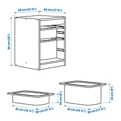Measurement Illustration - TROFAST storage combination with boxes