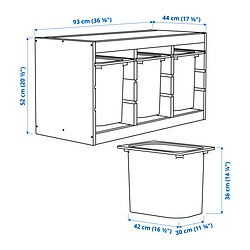 Measurement Illustration - TROFAST storage combination with boxes