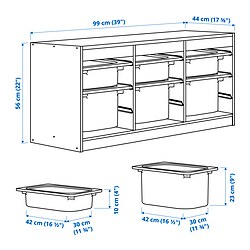 Ilustración de medidas - TROFAST combinación de almacenaje con cajas