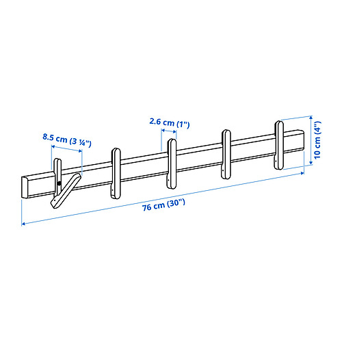 Measurement Illustration - IKEA PS 2026 rack with 5 hooks