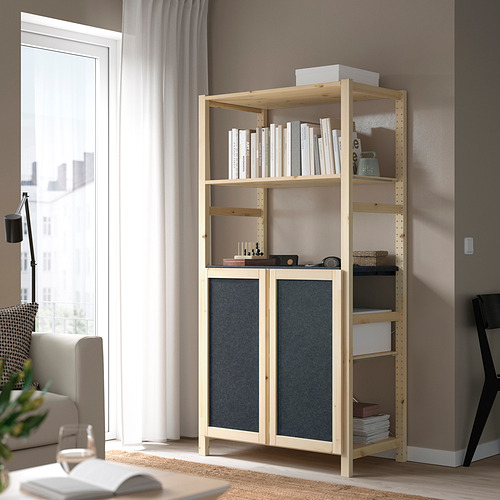 Estantería IVAR, madera natural. Almacenamiento grande y espacioso, libros y decoración. Céntrico en una habitación luminosa.