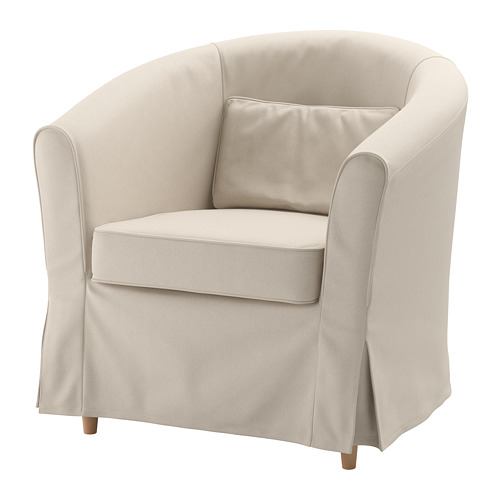 Silla TULLSTA, beige, forma redondeada, reposabrazos, tela tapizada.