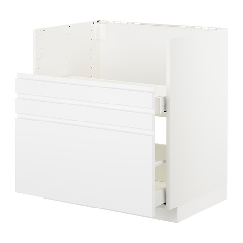 METOD: white kitchen cabinet, modern minimalist design, with smooth, silent drawer.