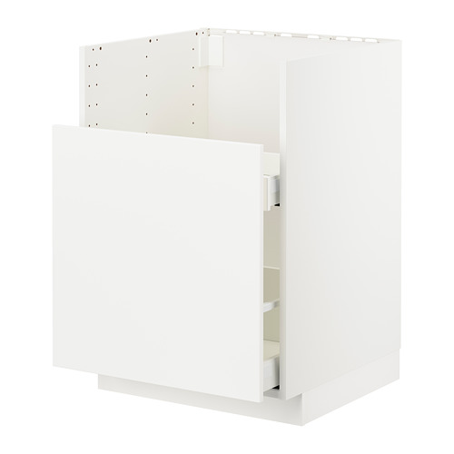 White METOD kitchen cabinet, modern, minimalist design with smooth drawer.