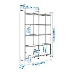 Measurement Illustration - LÅDMAKARE storage cabinet with sliding doors and with 6 shelves