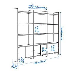 Ilustración de medidas - LÅDMAKARE comb almacenaje con puertas corredizas