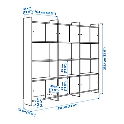 Ilustración de medidas - LÅDMAKARE comb almacenaje con puertas corredizas