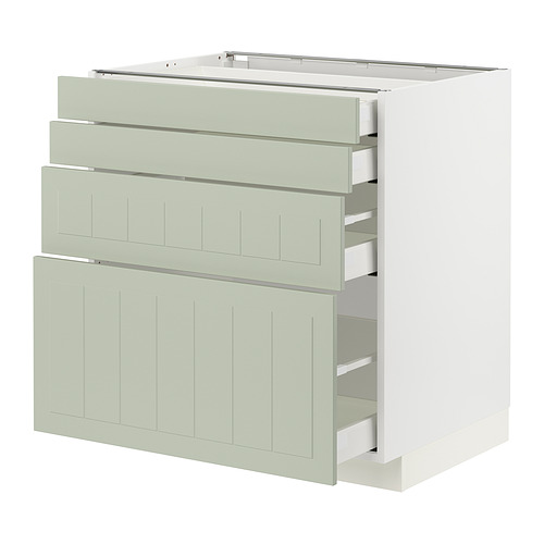 Mueble de cocina METOD en color verde claro, diseño rectangular, cuatro cajones.
