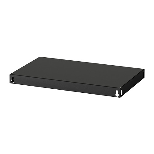 Estante metálico rectangular negro; Diseño robusto y resistente.