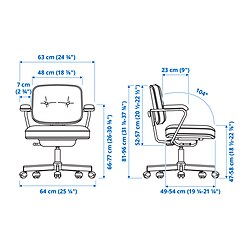 Measurement Illustration - ALEFJÄLL office chair