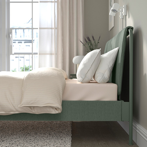 TÄLLÅSEN, upholstered  Queen bed with mattress. 4 of 15 open dialog