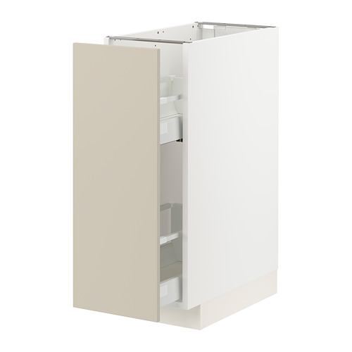 METOD kitchen unit in beige with pull-out shelves, sleek design.
