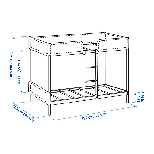Measurement Illustration - TUFFING bunk bed frame