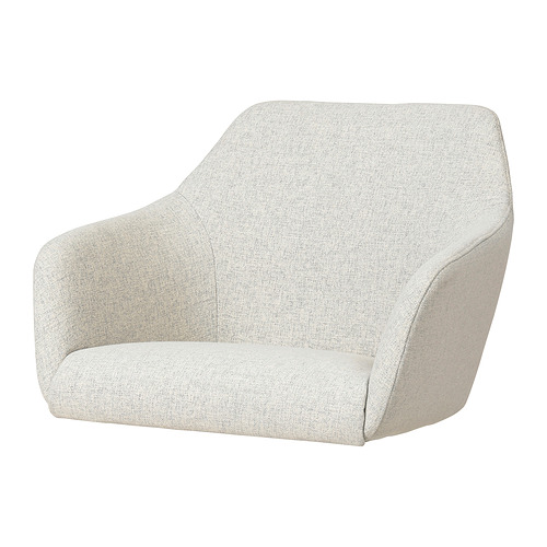 Un sillón TOSSBERG en color beige, de diseño curvo con asiento y respaldo suaves y tapizados.
