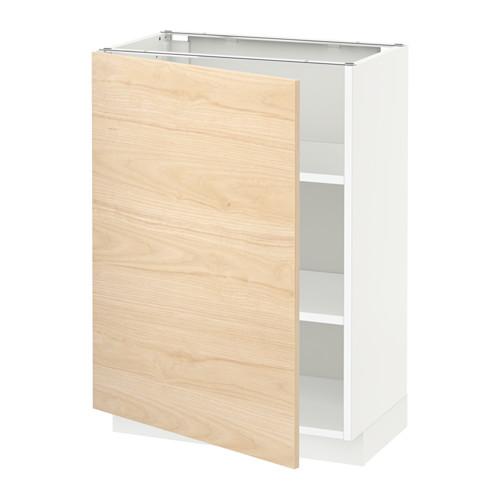 METOD kitchen cabinet with light ash door open, white frame.