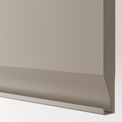 Primer plano de la parte delantera de HAMMARSMED beige mate con bordes elegantes biselados y asa integrada.