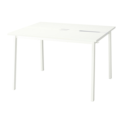 Mesa MITTZON. Cuadrado, blanco, cuatro patas. Diseño sencillo y ligero.