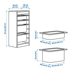 Measurement Illustration - TROFAST storage combination with boxes