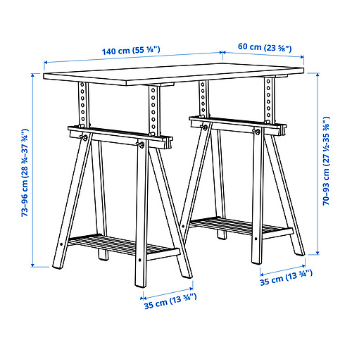 Measurement Illustration - LAGKAPTEN/MITTBACK desk