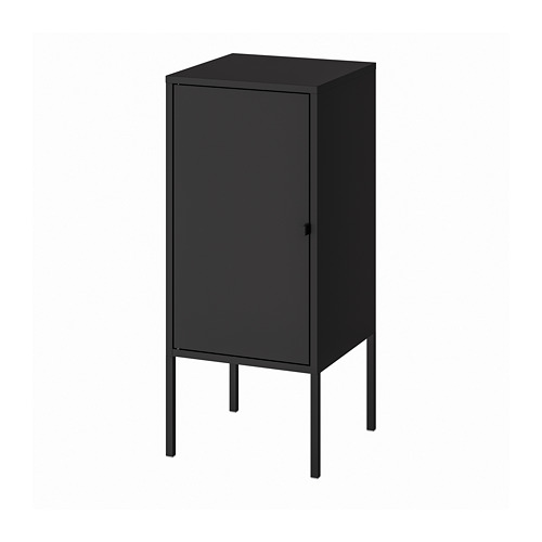 Gabinete LIXHULT negro, una puerta, patas metálicas delgadas, acabado epoxi / poliéster duradero.