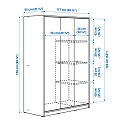 Ilustración de medidas - KLEPPSTAD closet