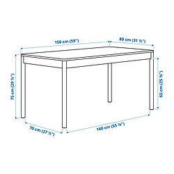 Measurement Illustration - TONSTAD/NORDMANSSKÄR table and 4 chairs