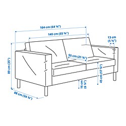 Ilustración de medidas - SALTSJÖBADEN sofá de 2 plazas