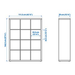 Ilustración de medidas - KALLAX estantería con 4 puertas y 4 gavetas