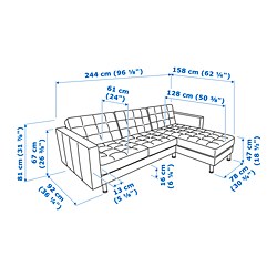 Ilustración de medidas - MORABO sofá 3 plazas con chaiselongue