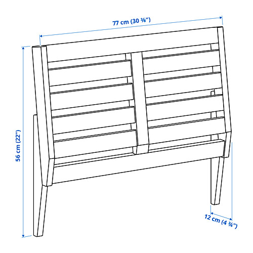 Measurement Illustration - NÄMMARÖ backrest for modular sofa, outdoor
