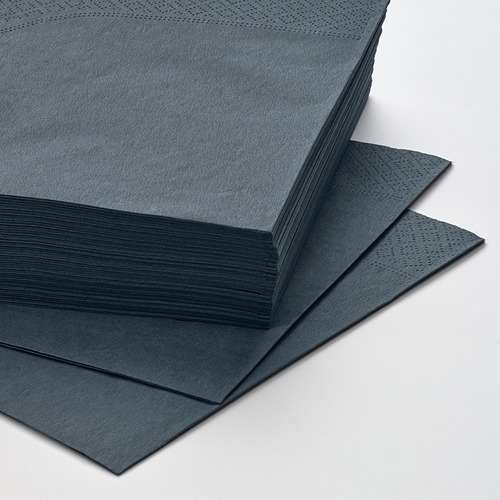 Servilletas FANTASTISK apiladas de color azul oscuro, ordenadamente dispuestas en una pila, que muestran su textura suave y sus bordes lisos.