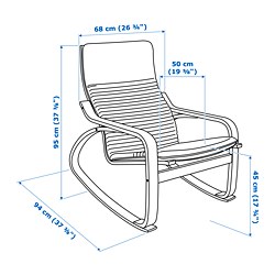 Ilustración de medidas - POÄNG mecedora