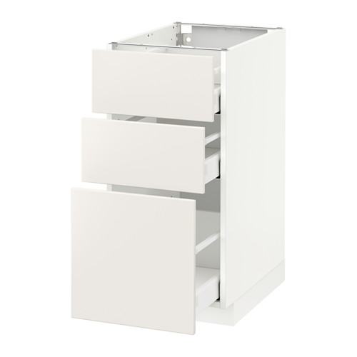 Mueble de cocina METOD blanco con tres cajones.