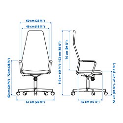 Ilustración de medidas - HUVUDSPELARE sillón para gaming