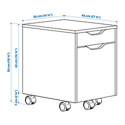 Measurement Illustration - ALEX drawer unit on casters