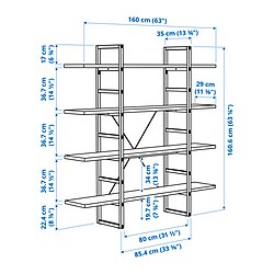Ilustración de medidas - IKEA PS 2026 estantería