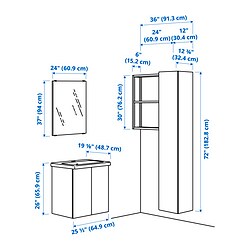 Ilustración de medidas - ENHET baño