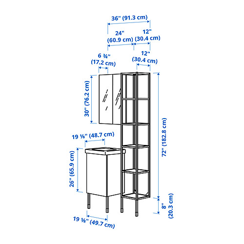 Measurement Illustration - ENHET bathroom