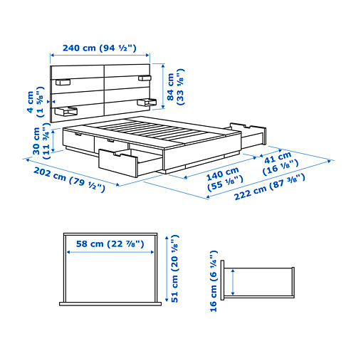 NORDLI, bed with 6 storage boxes and headboard. 10 of 10 open dialog