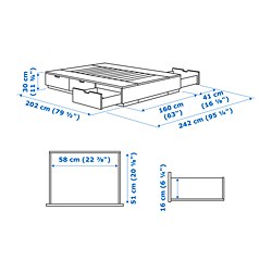 Measurement Illustration - NORDLI bed Queen with mattress