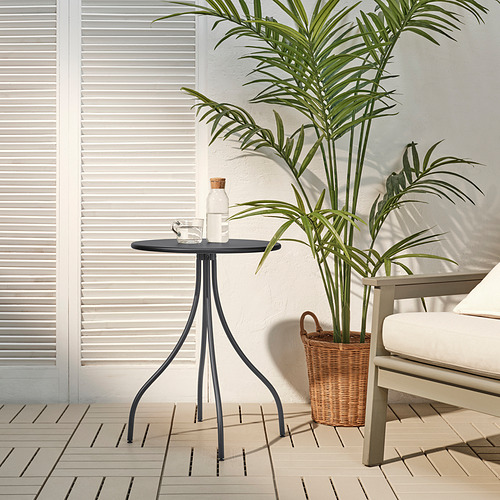 Mesa auxiliar antracita, elegante y funcional, acero con recubrimiento en polvo, utilidad de espacio compacto.