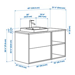 Measurement Illustration - ÄNGSJÖN/BACKSJÖN sink cabinet with BROGRUND faucet