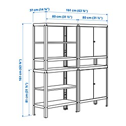 Ilustración de medidas - KOLBJÖRN estantería con 2 armarios, interior/exterior