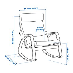 Ilustración de medidas - POÄNG mecedora