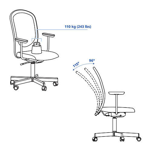 FLINTAN, office chair with armrests. 8 of 9 open dialog