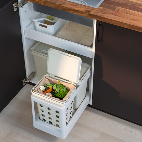 Compostera debajo del fregadero: HÅLLBAR, blanco, plástico, rectangular, extraíble.