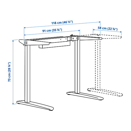 Measurement Illustration - RELATERA underframe for table top